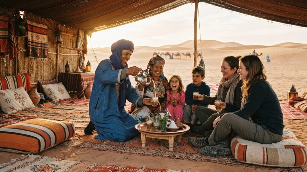 Desert trip from Marrakech cultural experience - Berber hospitality mint tea ceremony Sahara Desert