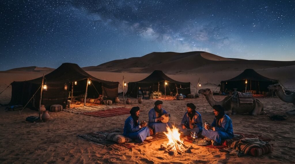 Desert trip from Marrakech overnight experience - Traditional Berber camp under stars in Sahara Desert